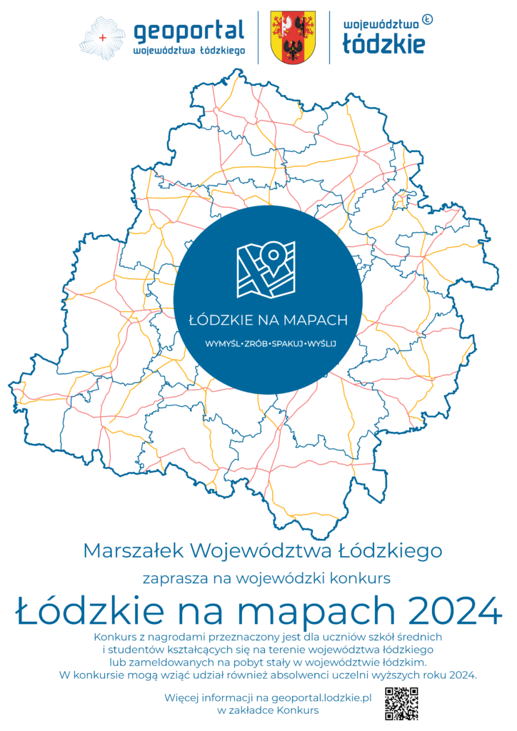 plakat informacyjny Konkurs Łódzkie na mapach 2024