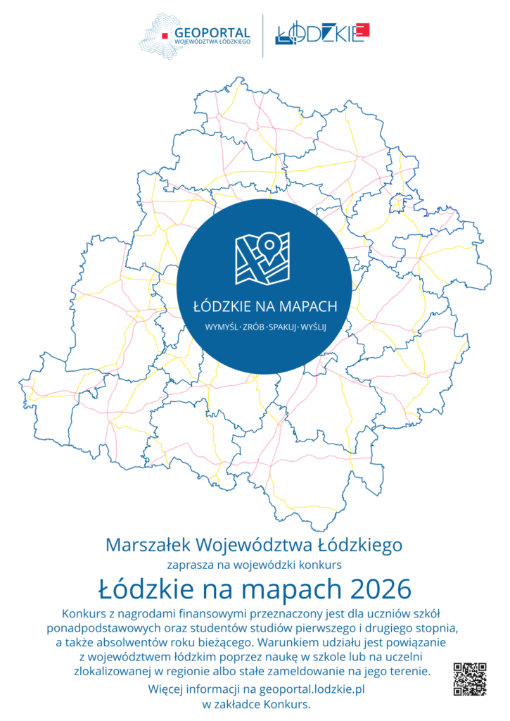 Plakat konkursowy łódzkie na mapach 2026